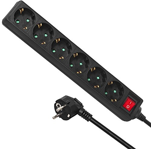 Maclean MCE195G multipresa ciabatta a 6 prese spina schuko 3500 W montaggio a parete interruttore