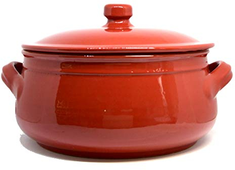 Colì, Tegame in Terracotta con Coperchio, Tegame Artigianale, Rosso, Diametro 20 cm