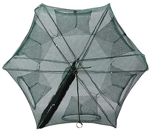 NIMOA Pêche Piège Net, Pêche Automatique Nylon Shrimp Net Cage Pliable Crabe Poisson Fonte Piège, 6 Trous