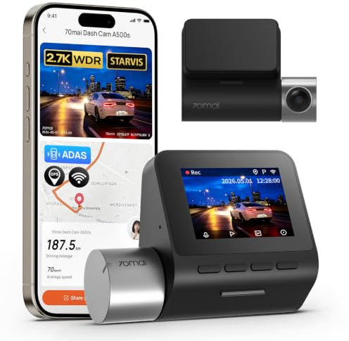 70mai 2.7K Dash Cam Front, Sony IMX335, Night Vision,WiFi GPS, ADAS