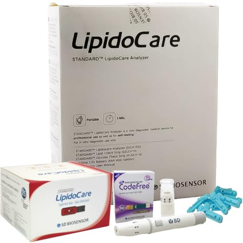 LipidoCare Meter + Total Cholesterol Test Strips + Glucose Test Strips + Lancing Device and Lancets