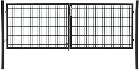 Doppelflügeltor Flügeltor Einfahrtstor Gartentpforte Doppeltor Hoftor Gartentor, Farbe:Anthrazit, Gartenpforte Breite:3x1m