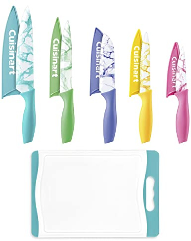 Cuisinart C55CB-11PM Advantage Cutlery 11-Piece Marble Knife Cutting Board and Knive Set, Multi-Color