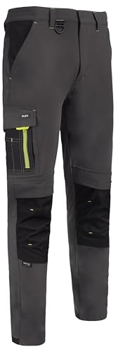 BeeSwift Flex® Workwear Trousers Unisex Two-Toned Grey/Black Durable Four-Way Stretch Fabric Breathable Outdoor Walking Trousers - 34 Short