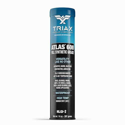 TRIAX Atlas 600 fettblått syntetiskt fett – NLGI 2, hög temperatur >204 °C, vattentätt, självhäftande, speciellt för kullager, nautiska, vattentåliga och höga belastningar (400 g patron)