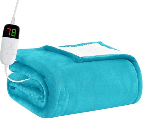 BOMOVA Heated Electric Blanket Full Size - 72 x 84 Heating Blanket with 10 Heating Levels & 8 Hours Auto Off, Warm Flannel Blanket, Christmas Birthday Gifts for Women