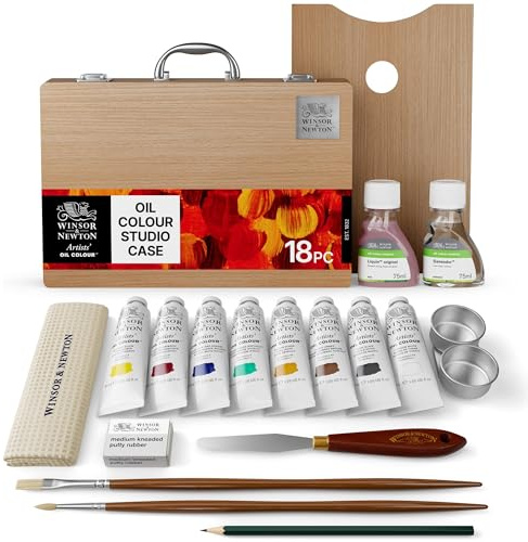 Winsor & Newton Colori a olio per artisti, Valigetta di legno 8x37ml - “Valigetta da studio dei colori a olio”