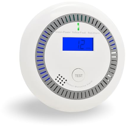 Carbon Monoxide Detector, Carbon Monoxide Alarm with LED Display and Sound Alarm, Battery Powered CO Alarm Monitor with Test Button for Home, Complies with EN 50291 Standard (Standalone, White-01)