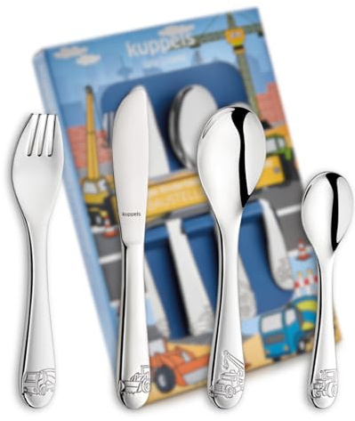Kuppels Kinderbesteck 4-tlg, rostfreier 18/10 Edelstahl, Baggermotiv