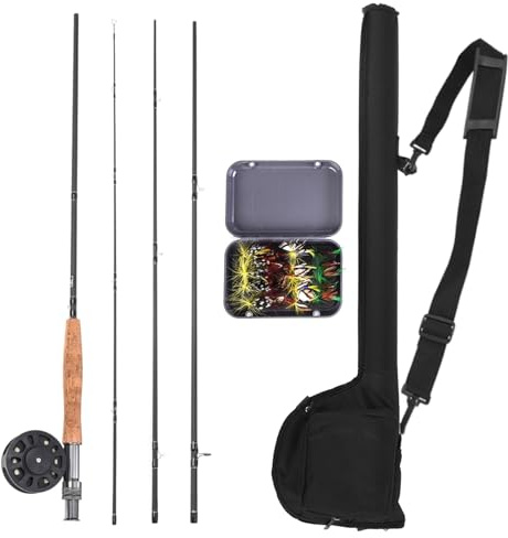 ERYUE Kit de Inicio Combinado de Caña y Carrete Pesca con Mosca, Caña Ligera Fibra Carbono, Paquete Completo 9 Pies para Principiantes y Profesionales (#3)