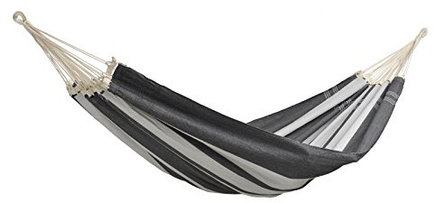 AMAZONAS XXL Komfort Hängematte Paradiso Silver handgefertigt in Brasilien 250cm x 175cm bis 200kg in Grau-Weiß-gestreift