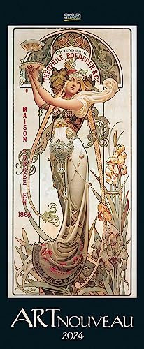 Art Nouveau 2024: Calendario artístico con carteles Art Nouveau de la Belle Époque. Calendario de pared vertical: 28,5 x 69 cm.