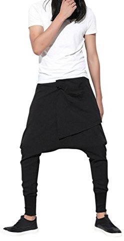 Baymate Mujeres Harem Pantalones Deportivo Elástico Cintura Hiphop Baggy Pantalones de Chándal Negro