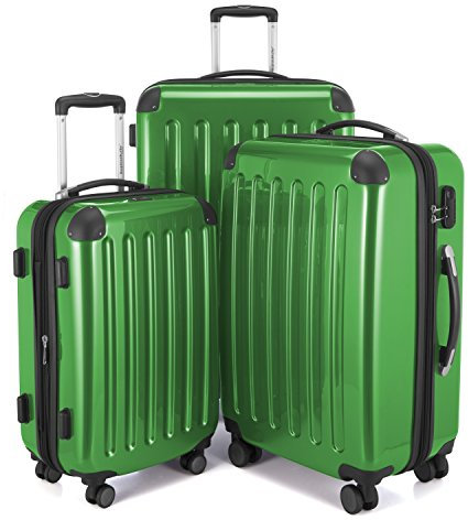 Hauptstadtkoffer - Alex - 4 Doppel-Rollen 3er Trolley-Set Rollkoffer Reisekoffer, (S, M und L) Koffer-Set, 75 cm, 235 L, Grün