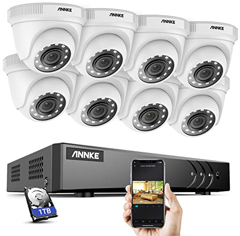 ANNKE Caméras de Sécurité 1080p, 1To HDD, DVR 8 Canaux 3K Lite 5-en-1, 8 Caméras 2MP, Vision Nocturne Couleur, Détection Personnes/Véhicules, Recherche/Lecture Intelligente