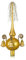 Lauschaer Glas Weihnachtsbaumspitze mit Formglöckchen Gold matt, umsponnen L ca. 28cm d(Kugel) 7cm Christbaumschmuckspitze mundgeblasen,handdekoriert, Leonischer Draht