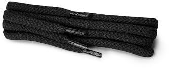 Kaps 1 Paar Hochwertige Runde Schnürsenkel, strapazierfähige Schuhbänder aus 100% Baumwolle (75 cm - 4 bis 5 Ösen / 91 - schwarz)