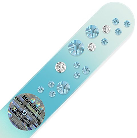 Mont Bleu Crystal Nail File hand decorated with crystals from Swarovski® | Universal Size, Hand Made, Czech Tempered Glass, Lifetime Guaranty