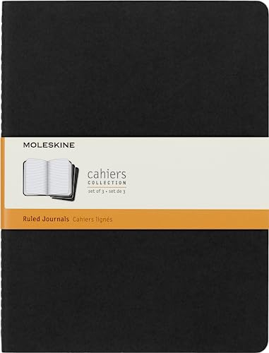 Moleskine Cahier Notizhefte (liniert, X-Large, Kartoneinband) 3-er-Set schwarz