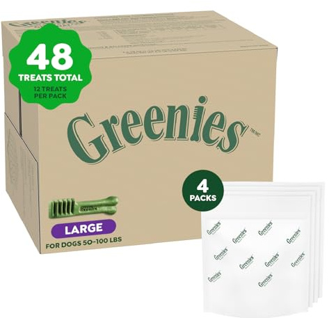 Greenies Large Natural Dental Dog Treats, Original Flavor, 48 count