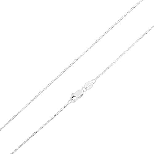 ioka joyas – 14 K blanco oro macizo 1 mm caja cadena collar