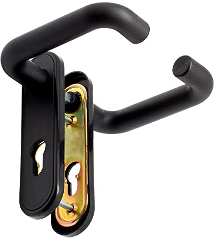 Micel - 00234 - Jeu de poignée coupe-feu avec trou de porte de 72 mm avec plaque d'acier et nylon et finition noire. 168 x 44 mm.