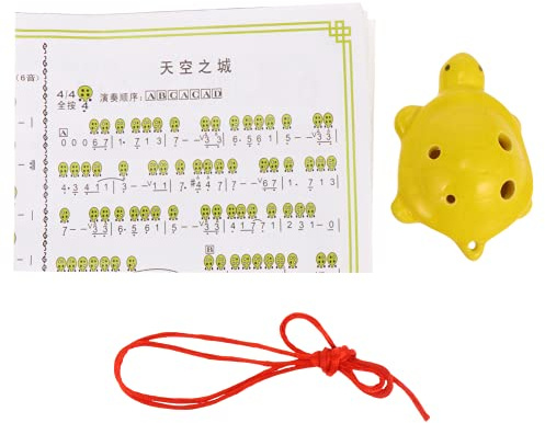 Milisten Turtle Shape Ocarina Flute Alto Pottery Ocarina Instrument 6-Hole Ceramic Beginner with Lanyard Music Score Lightweight Portable for Students and Folk Music