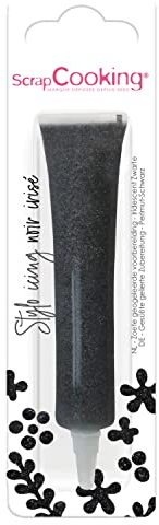 ScrapCooking - Stylo de Glaçage Alimentaire Pâtisserie 26 g - Crayon Décoratif Comestible - Écrire & Dessiner sur Desserts, Gâteaux & Biscuits - Anniversaire Noël - Noir Irisé - 7067