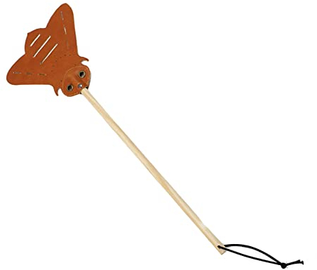 Fliegenklatsche aus Leder, robuste Fliegenklatsche mit Holzgriff, manuelle Insektenwespenbekämpfung, rustikales Design, Werkzeug zur Insektenbekämpfung, 21 Zoll