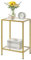 YMYNY Gold Side Table, 2 Tier Sofa End Table, Bedside Tables with Tempered Glass, Coffee Table for Living Room, Bedroom, Home Office, Industrial Style 38×28×56CM HGD002G