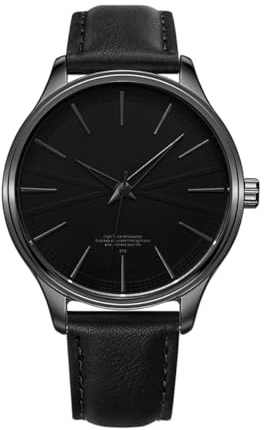 AGEN KGEN Mens Watches Ultra-Thin Minimalist Waterproof Fashion Simple Business Wrist Watch for Men Unisex Dress with Leather Band(512-All Black)
