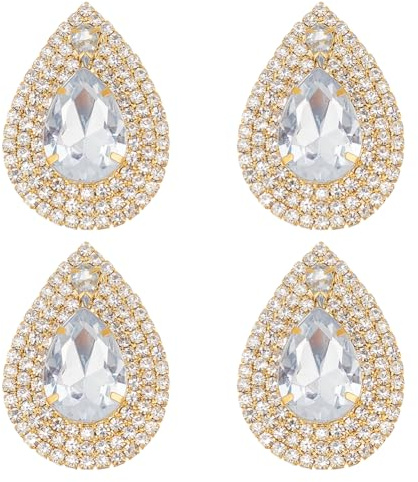 MAYJOYDIY 2 paia di fermagli per scarpe a goccia in ottone con strass scintillanti, fibbie per scarpe, decorazioni dorate, rimovibili per scarpe da sposa, per tacchi, décolleté, sandali, scarpe,