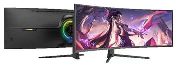 CRUA 49 Curved Gaming Monitor | DFHD (3840 x 1080P), 144 Hz/165 Hz, 1500R, 32:9, AMD FreeSync, 120% sRGB, höhenverstellbarer Ultra-Wide-Screen-Monitor, HDMI 2.1 und DP 1.4, Wandmontage – Schwarz