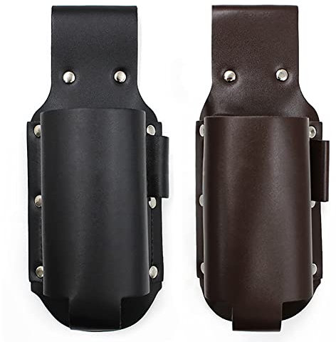 Classic Beer Holster for Men, 2 Pcs Cowboy Bottle Leather Beer Holster Portable Waist Belt for Parties, Barbecues, Camping(Brown&Black)