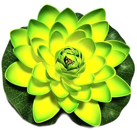 CSSHNL Flytande dammblommor 10/17/28 cm lotus konstgjord blomma flytande falsk växt naturtrogen vattenlilja mikrolandskap för damm trädgård dekor (grön 17 cm)