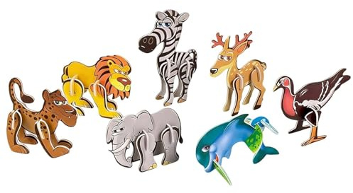Rompecabezas 3D para niños – 7 Moi de espuma, actividades educativas divertidas | Puzzle de encastre de animales, para escuela de infancia Aula Homeschooling Viaje Casa Jardín Terraza
