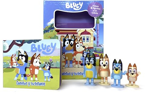 Bluey Cuentos y aventuras - Libros de actividades para niños, cuento de 10 páginas y 4 figuras