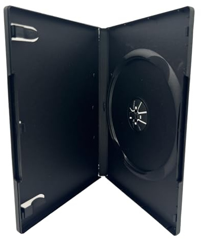 Lot de 100 boîtiers Noirs pour disques DVD, CD et Blu-Ray avec Dos de 14 mm, Clips pour livret et Pochette extérieure pour Incrustation d'illustrations