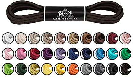 Mount Swiss Luxury Schuhbänder I Wasserabweisende und reißfeste Schnürsenkel rund ø 2-3 mm aus feiner Baumwolle/gewachst Farbe: Dark.Brown, Länge: 45 cm