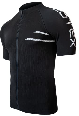 Biotex Manica Corta Ultra con Zip per Ciclismo e Running, Intimo Tecnico Sportivo, Nero, Taglia II (M/L)