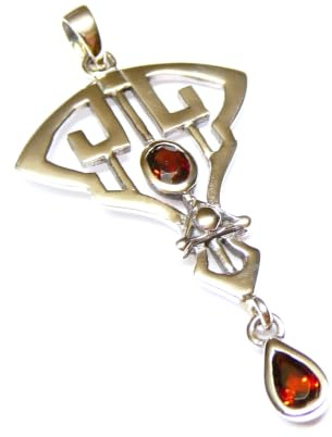 Silberschmuck - BG Ciondolo Art Nouveau, in argento Sterling 925 con vero granato – Art Nouveau, gioiello da donna