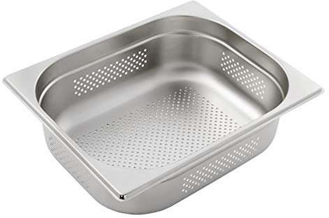 Allpax GN Récipient 1/2 en acier inoxydable - Hauteur 100 mm - avec perforations - Récipient Gastronormé résistant à la chaleur et aux aliments, pour l'égouttage ou comme insert de cuisson dans le