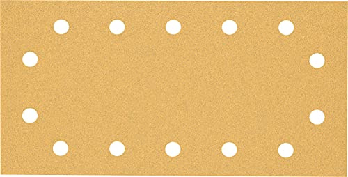Bosch Professional 10x Carte abrasive Expert C470 con 14 fori (per Legno duro, Vernice su legno, 115x230 mm, Grana 80, accessorio Levigatrice orbitale)