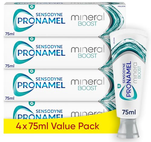 Sensodyne Pronamel Toothpaste Mineral Boost, Enamel Repair Toothpaste Multipack, Refreshing Peppermint, 4x75 ml