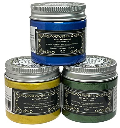 CSY art gallery Metallic Acrylic Paint Set -Pearlescent Pigment -High Glitter Painting Non-Toxic Art Paint for Artists (Century Mediterranean)