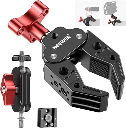 NEEWER Super Clamp mit Dual Kugelkopf Magic Arm Cold Shoe Halterung 1/4 3/8 Gewinde, kompatibel mit SmallRig Zubehör, Klemme Kamerahalterung max Belastung 2,2kg, kompatibel mit GoPro Insta360, UA023