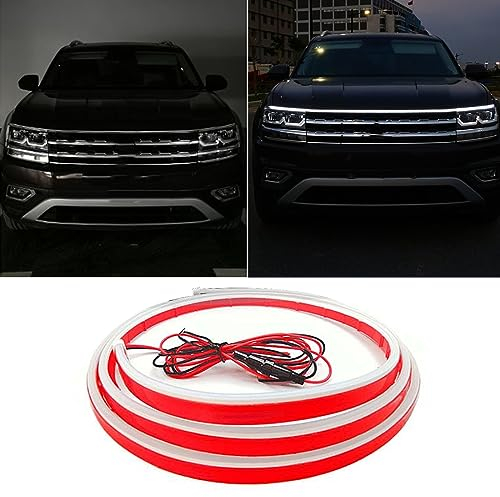 Universal Auto Tagfahrlicht, Auto Motorhaube Lichtstreifen Led Strip Auto Flexible Waterproof Auto Streifen Licht Dynamic Scan Start Up Kit Car Hood Light Strip für SUV, LKW