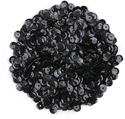 Naler 2800pcs Loose Sequins Black Glittering Sequins Spangles Sequins for Crafts Sewing Clothing Decorating Wedding Christmas,6MM