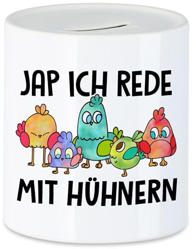 Hey!Print Ja Ich Rede Mit Hühnern Spardose Huhn-Fans Bauernhof Chicken Hühnerhof Geschenk