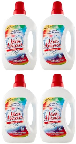4-pack FELCE AZZURRA Mon Amour Fresh Color Detersivo, flytande tvättmedel för färgade kläder 26 tvättar 1,560 l